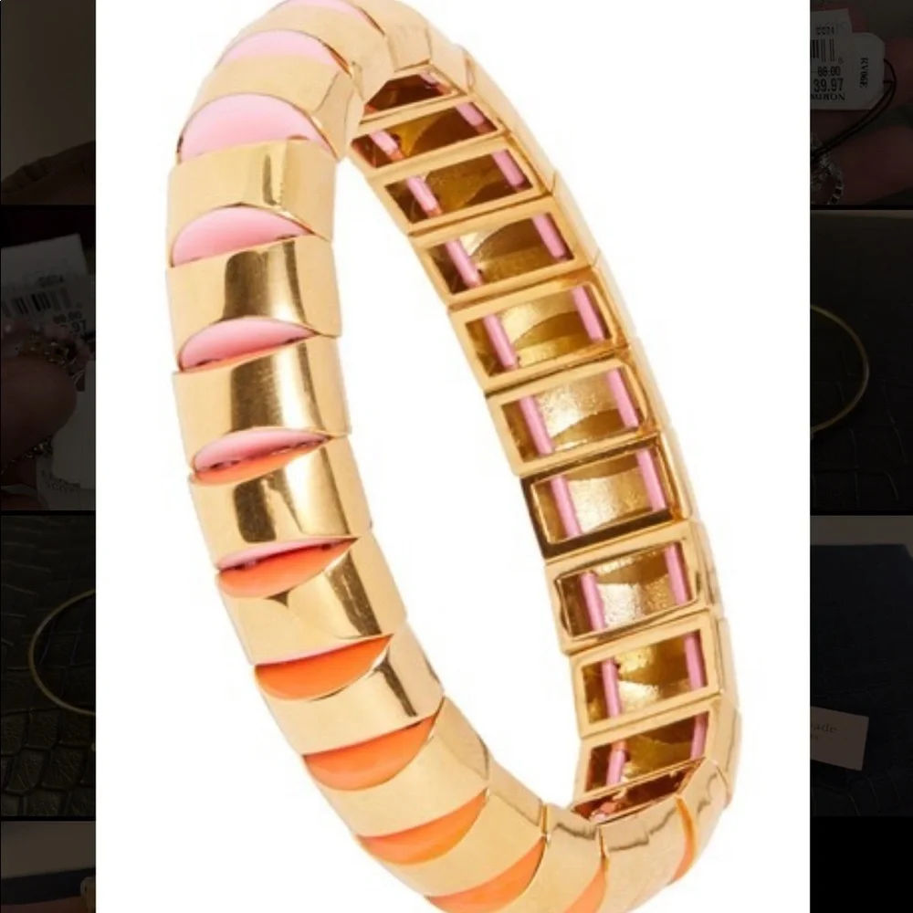 kate spade♠️sliced scallops metal stretch bracelet - Picture 2 of 8